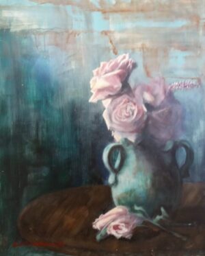 18"x24"oil painting of faded roses