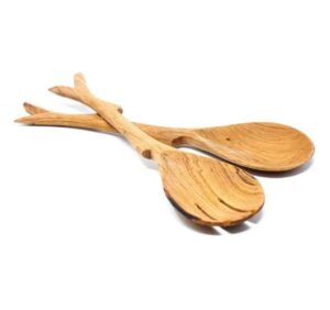 twig salad servers hand carved